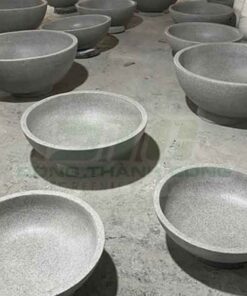 Chậu đá mài trồng sen ban chau da mai trong sen